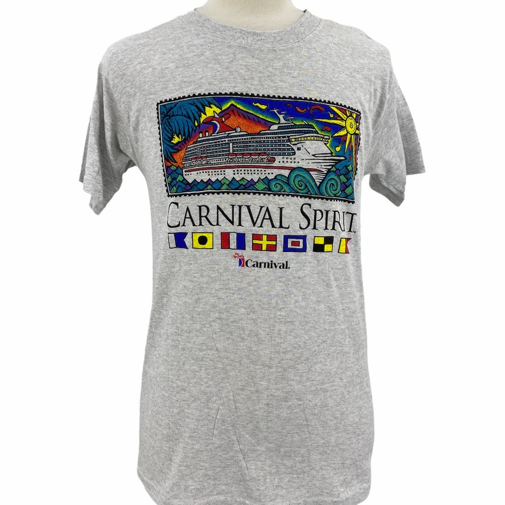 T-shirt Vintage Carnival Cruise Lines TSS Festivale - Blanc, Taille L, Occasion Très Bon état, Marque Velva Sheen